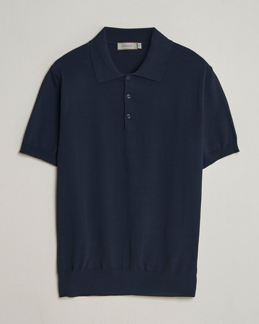 Canali Cotton Short Sleeve Polo Navy – Blu