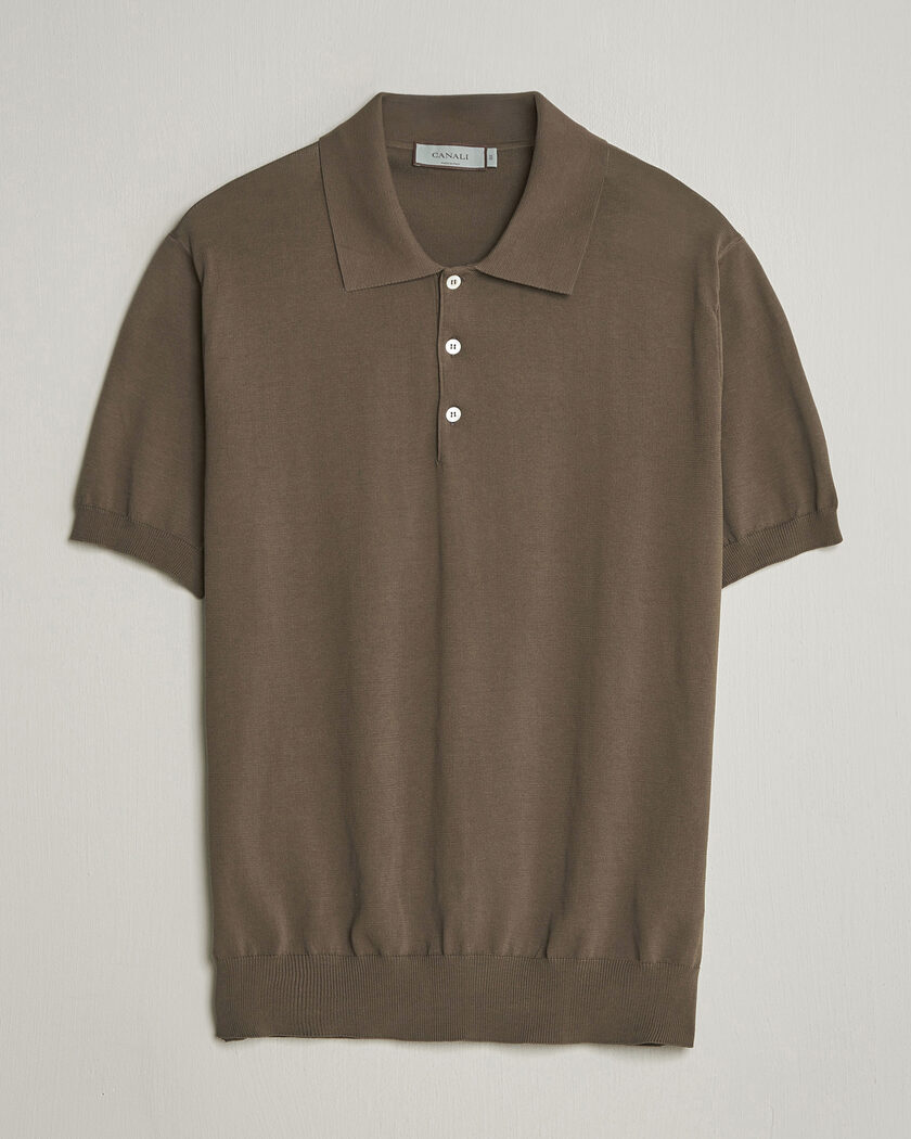 Canali Cotton Short Sleeve Polo Brown – Marrone