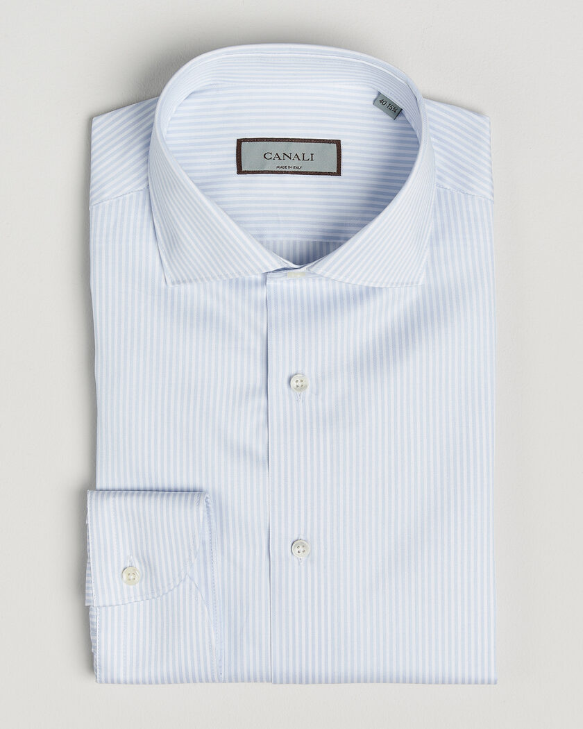 Canali Slim Fit Impeccabile Shirt Light Blue Stripe – Blu