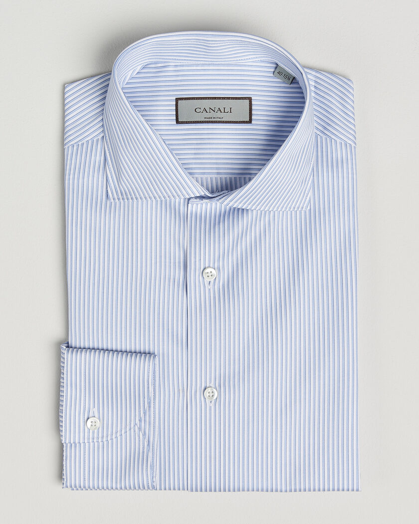 Canali Slim Fit Impeccabile Shirt Blue Stripe – Blu