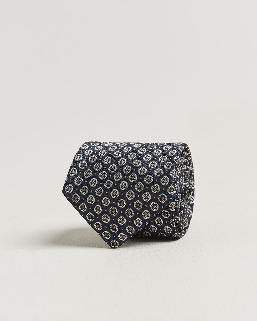 Canali Jacquard Flower Silk Tie Navy – Blu