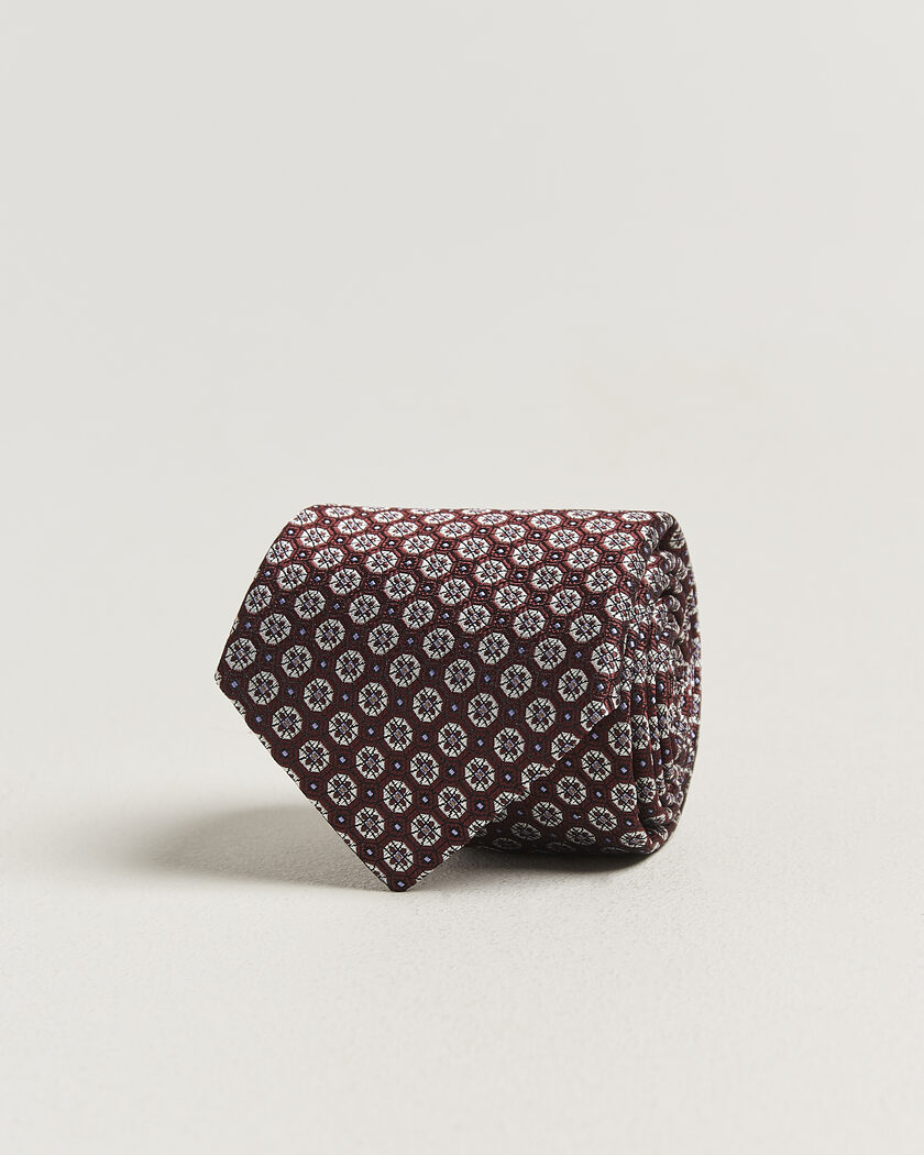 Canali Jacquard Flower Silk Tie Burgundy – Rosso