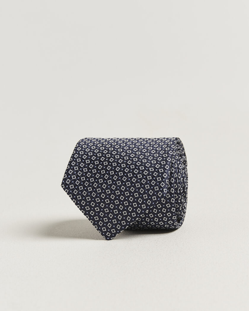 Canali Micro Structure Silk Tie Navy – Blu