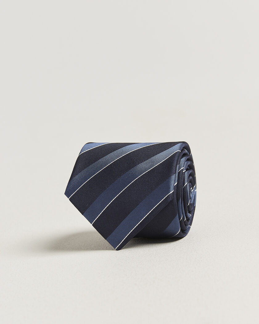 Canali Regimental Stripe Silk Tie Navy/Blue – Blu