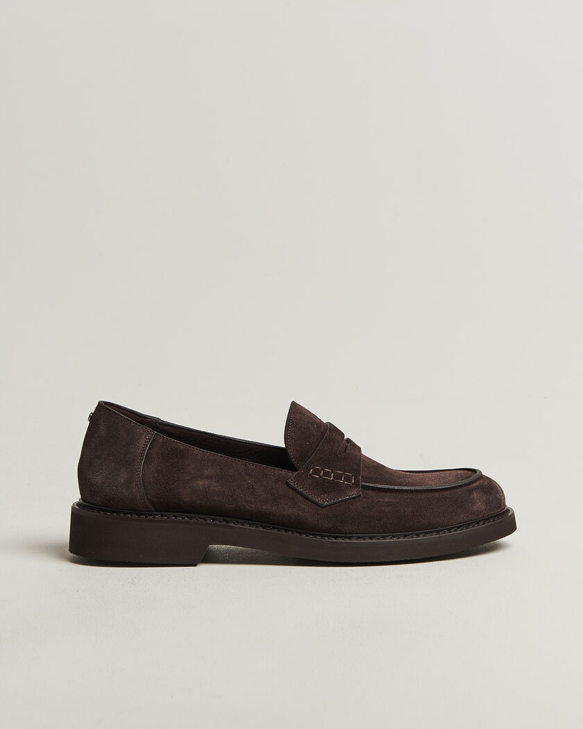 Canali Penny Loafers Dark Brown Suede – Marrone