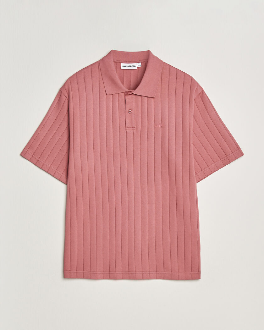 J.Lindeberg Simon Striped Polo Withered Rose – Rosso
