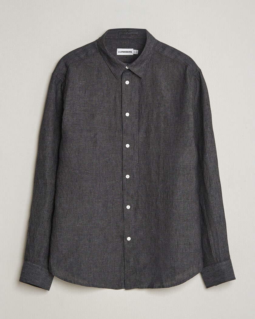 J.Lindeberg Marlon Linen Melange Shirt Black – Nero