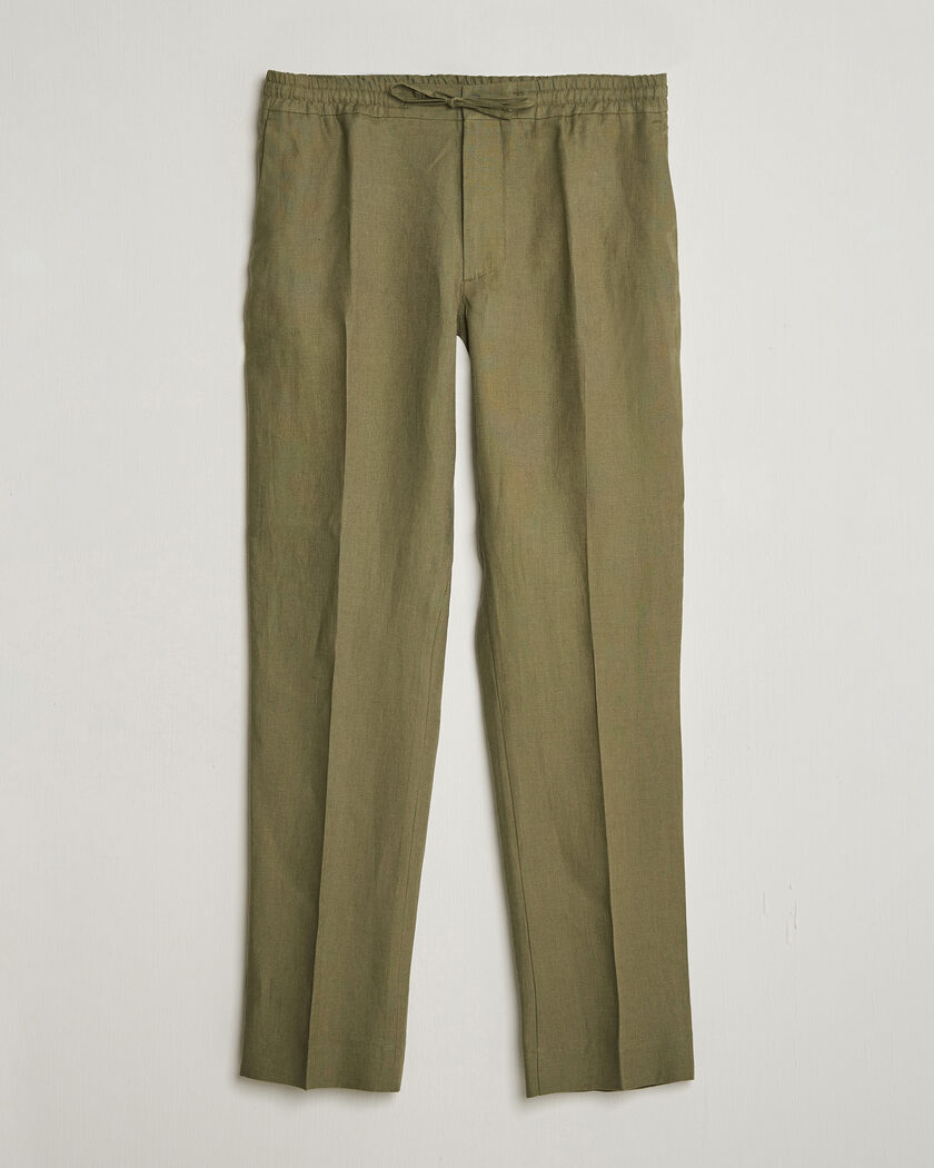J.Lindeberg Soren Drape Linen Pants Kalamata – Verde