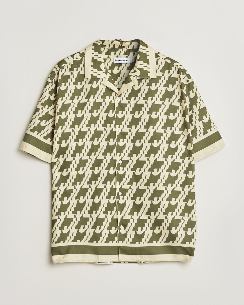 J.Lindeberg Ellis Border Resort Shirt Glitch Kalamata – Verde