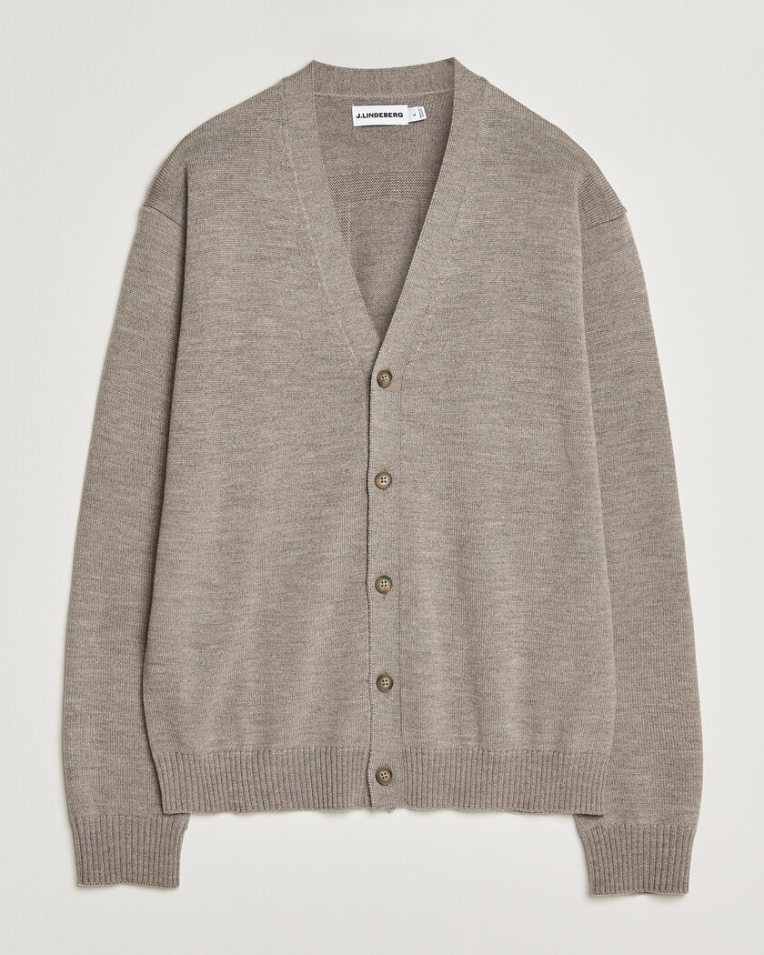 J.Lindeberg Jared Merino Cardigan Brindle Melange – Marrone