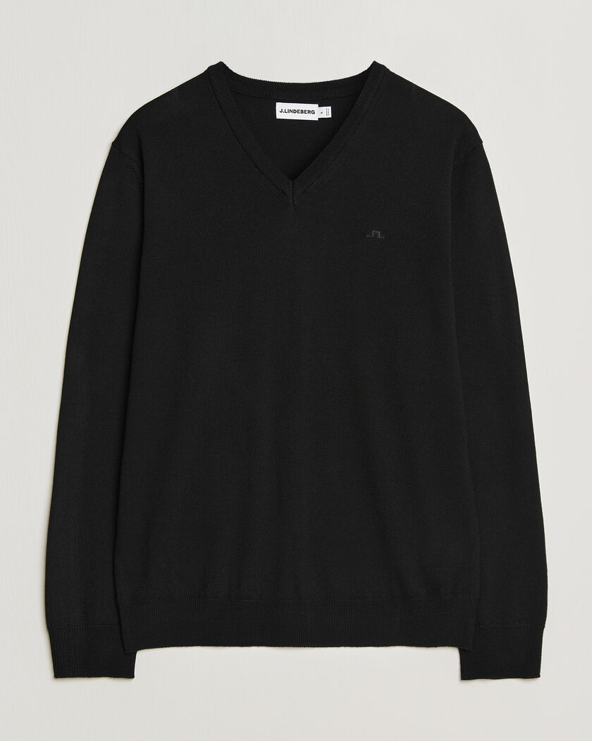 J.Lindeberg Lymann Merino V-Neck Pullover Black – Nero