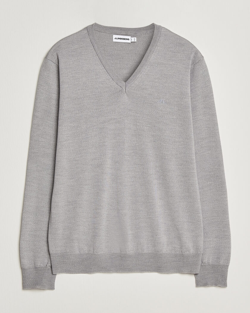 J.Lindeberg Lymann Merino V-Neck Pullover Light Grey Melange – Grigio