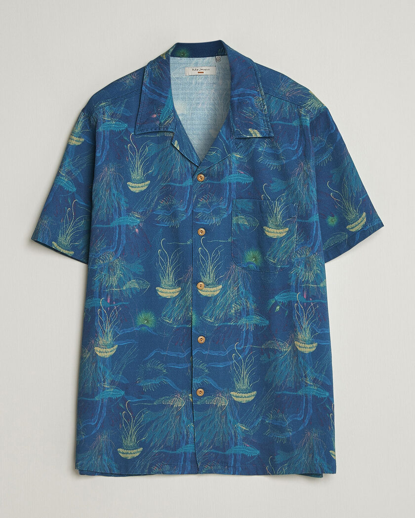 Nudie Jeans Arvid Hawaii Shirt Deep Sea – Blu