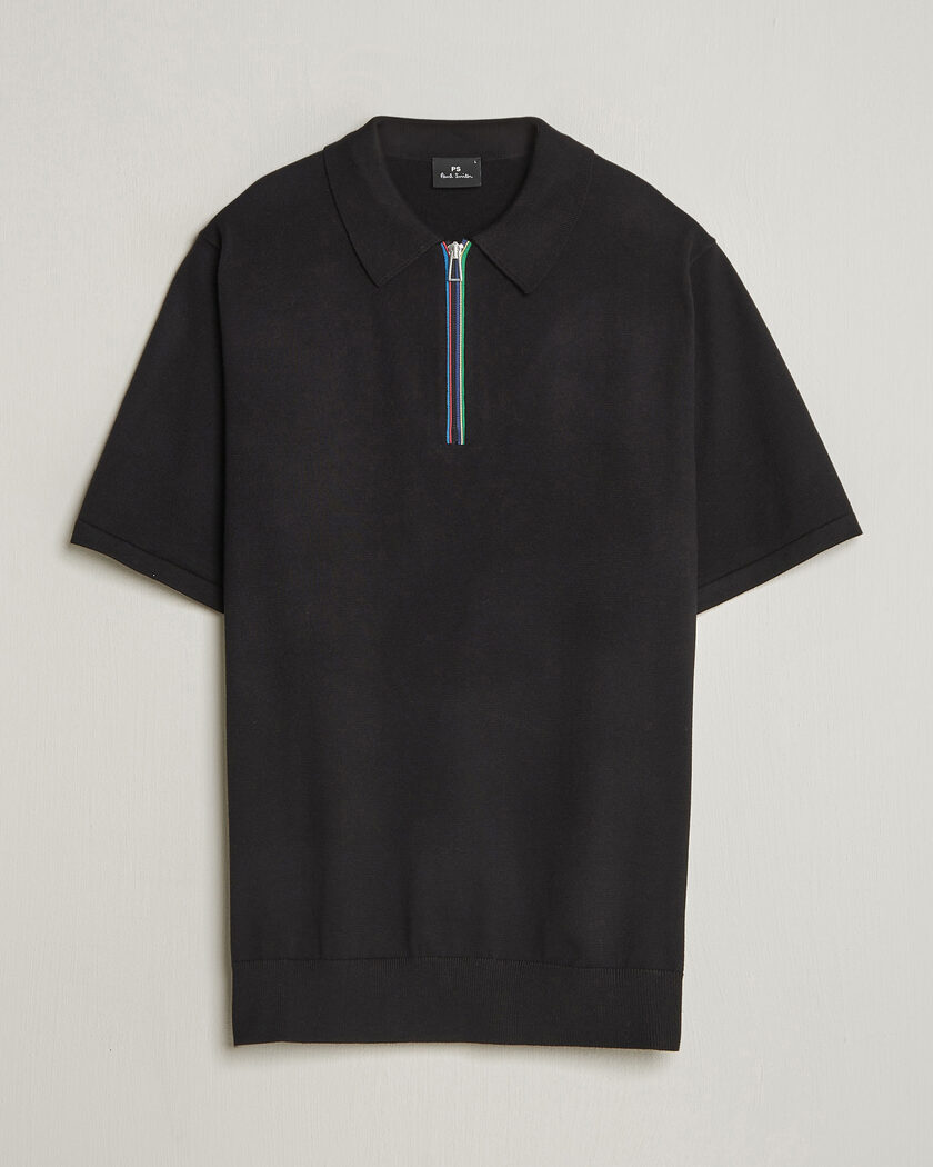 PS Paul Smith Cotton Knitted Half Zip Polo Black – Nero