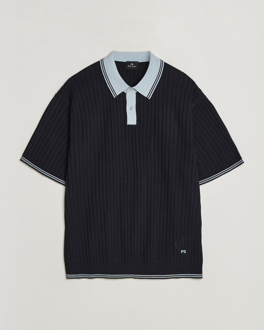 PS Paul Smith Cotton Knitted Polo Navy – Blu