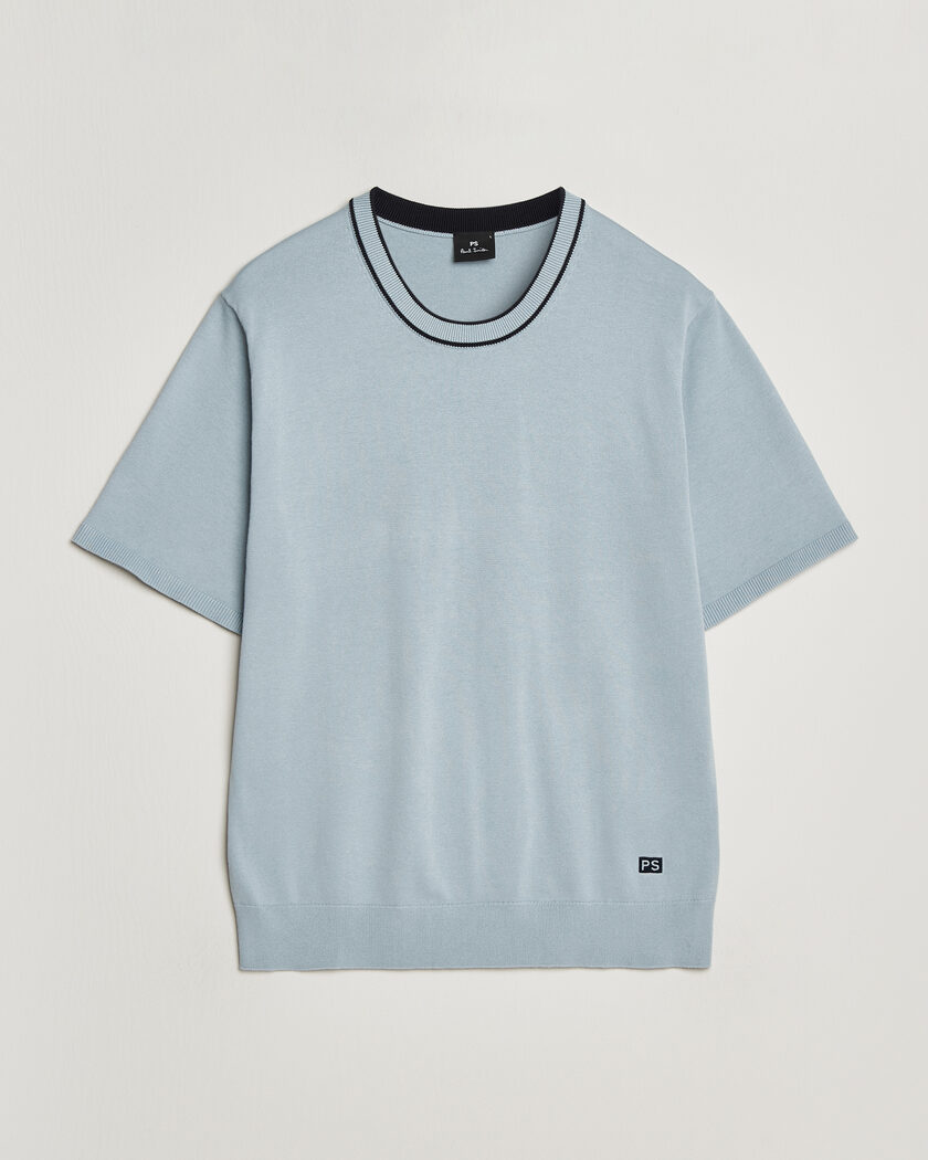 PS Paul Smith Cotton Knitted T-Shirt Light Blue – Blu