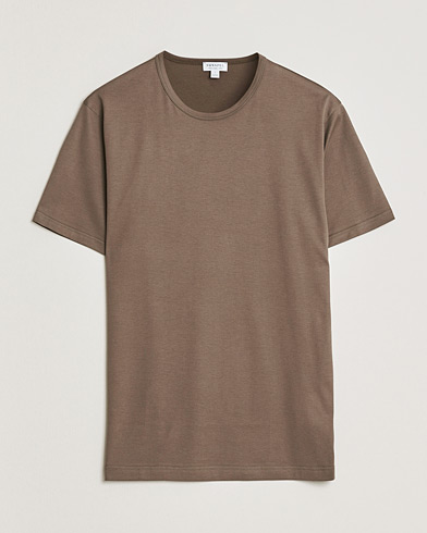 Sunspel Crew Neck Q82 Cotton T-Shirt Dark Cedar – Marrone