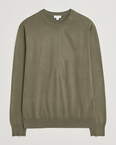 Sunspel Lightweight Knitted Cotton Crew Khaki – Verde