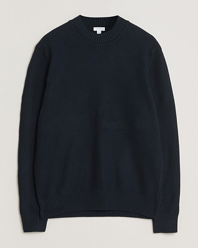 Sunspel Cotton Stitch Mock Neck Navy – Blu