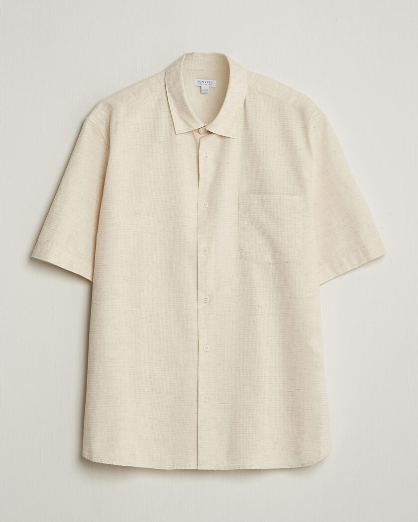 Sunspel Natural Texture Linen Shirt Ecru – Bianco