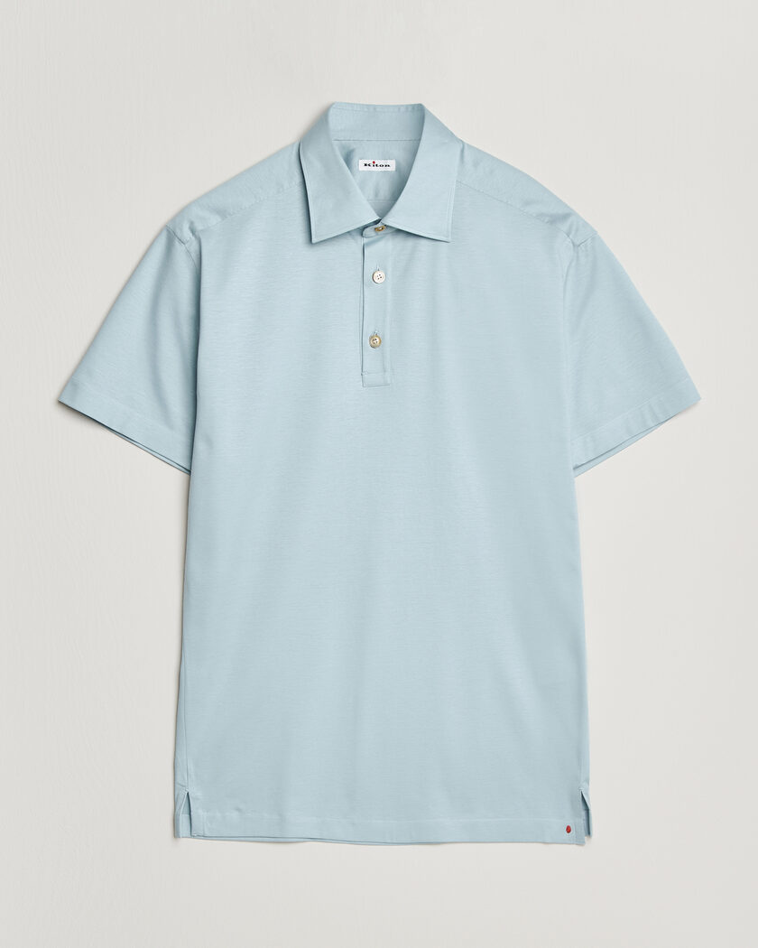 Kiton Short Sleeve Jersey Polo Sky Blue – Blu