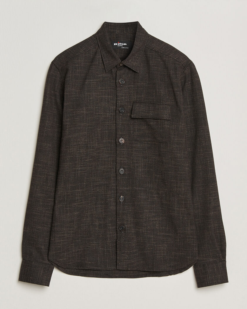 Kiton Virgin Wool Overshirt Dark Brown – Marrone