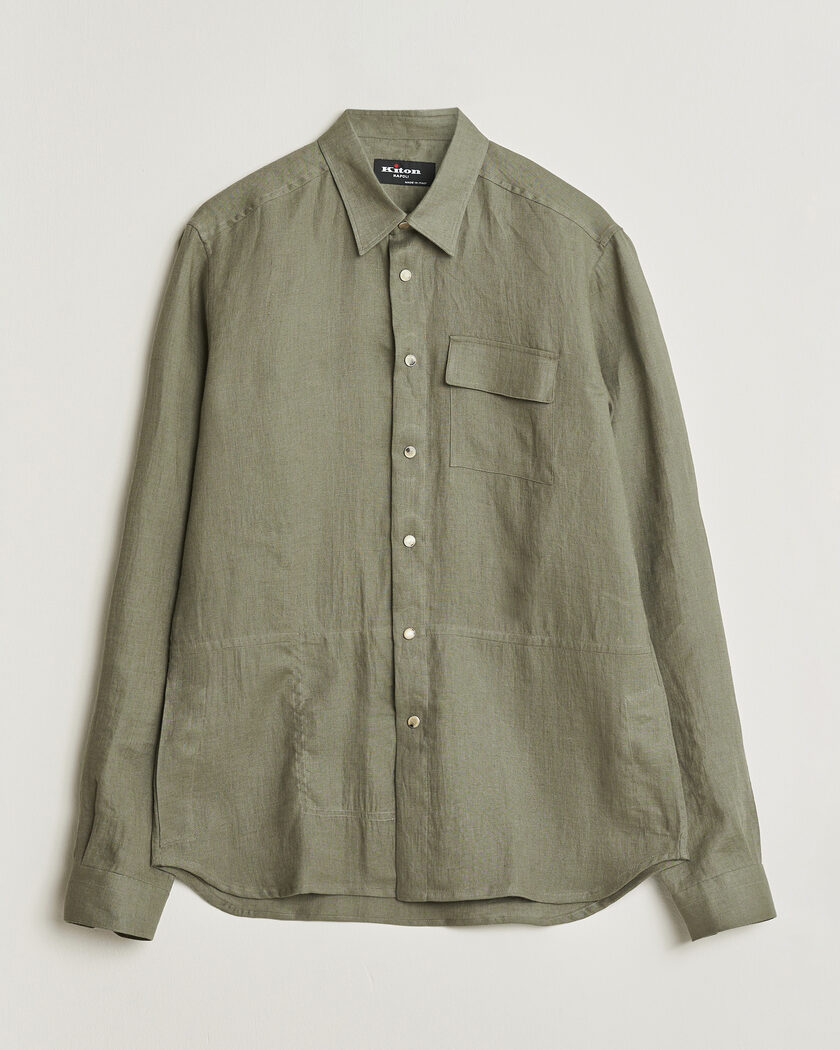  Kiton Linen Overshirt Khaki – Verde