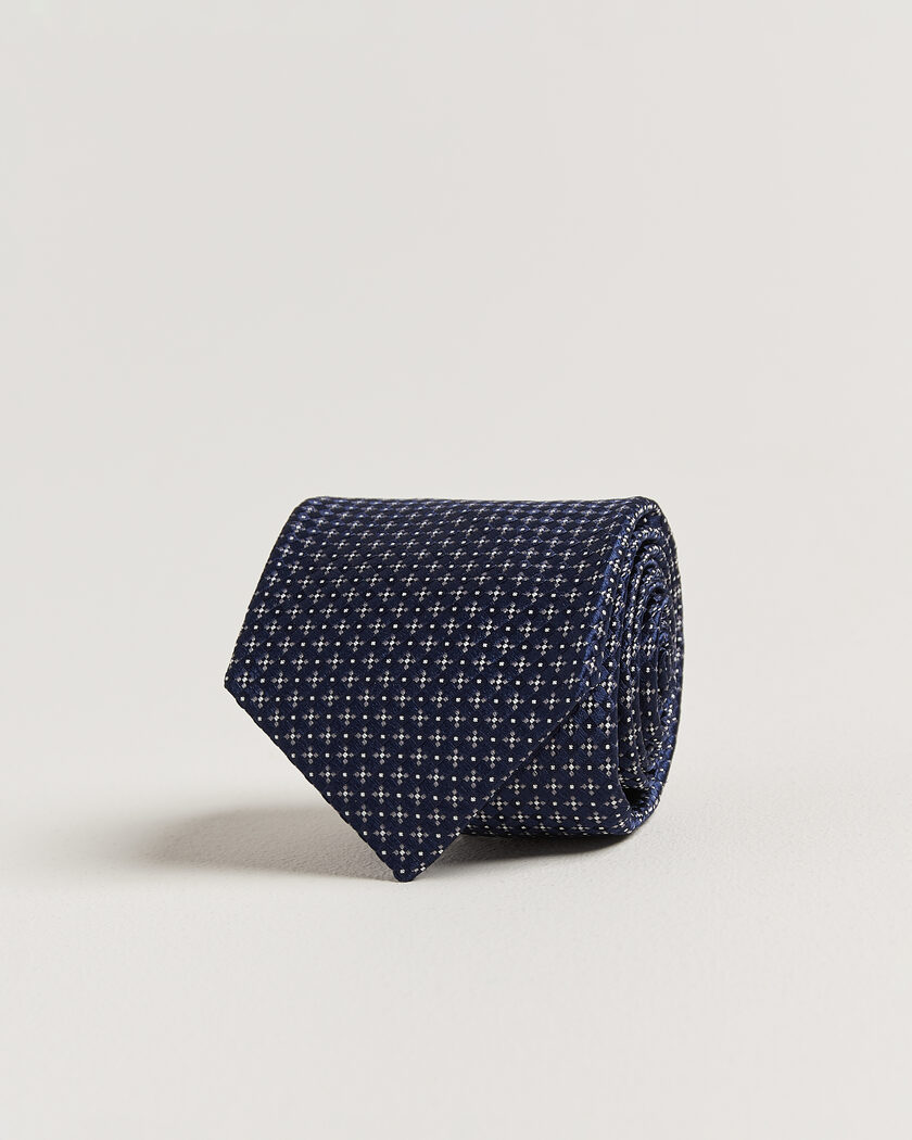 Kiton Flower Jacquard Silk Tie Navy – Blu