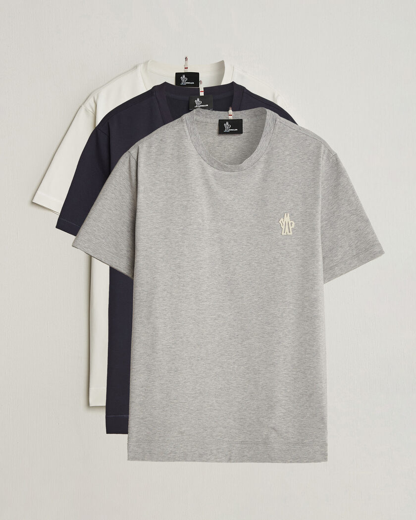 Moncler Grenoble 3-Pack Logo T-Shirts White/Grey/Black – Multicolore