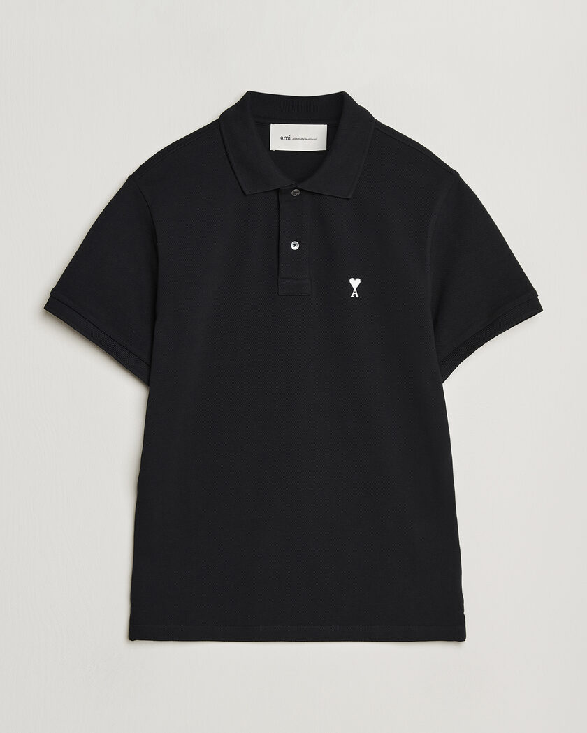 AMI Contrast Heart Logo Polo Black – Nero