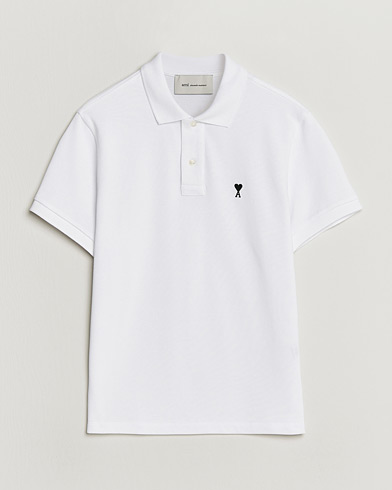 AMI Contrast Heart Logo Polo White – Bianco