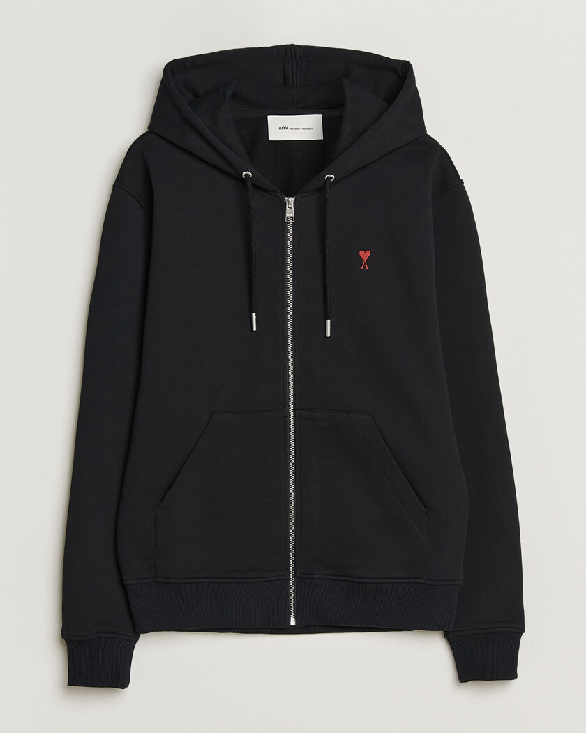 AMI Heart Logo Full Zip Hoodie Black – Nero