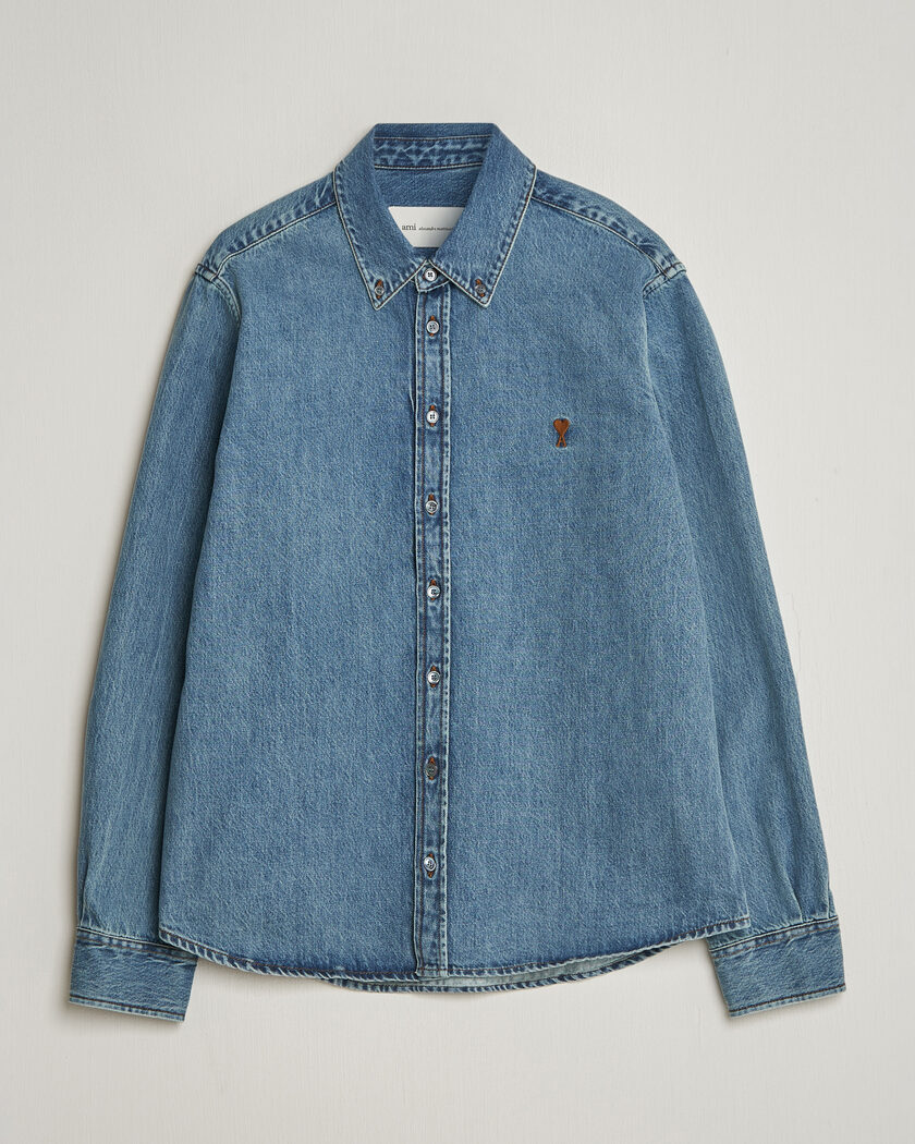 AMI Denim Overshirt Used Blue – Blu
