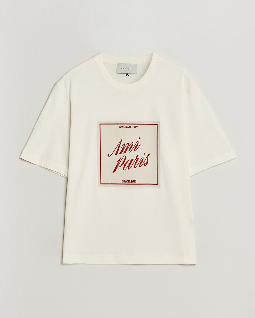 AMI Boxy Fit Printed T-Shirt Creme – Bianco