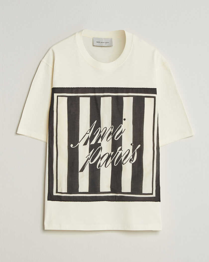 AMI Boxy Fit Printed T-Shirt Creme – Bianco