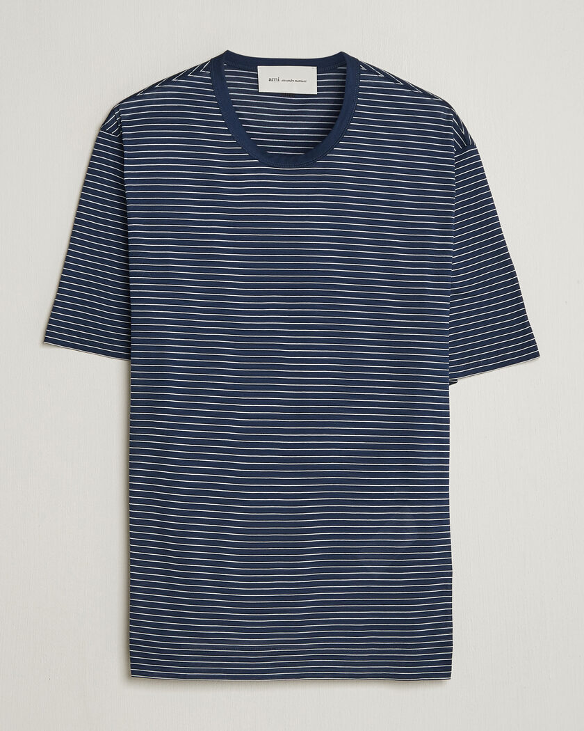 AMI Striped T-Shirt Navy/White – Blu