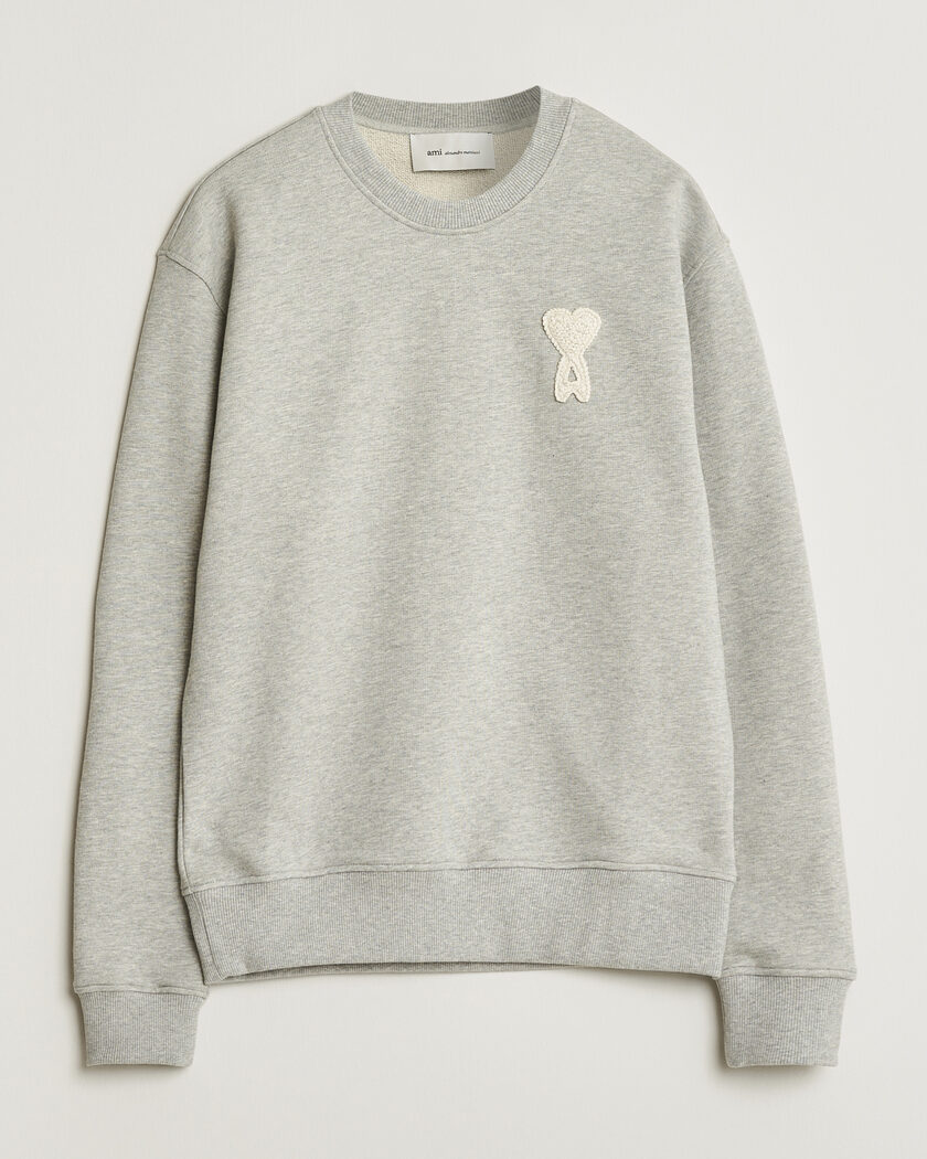 AMI Knitted Heart Logo Sweatshirt Grey Melange – Grigio