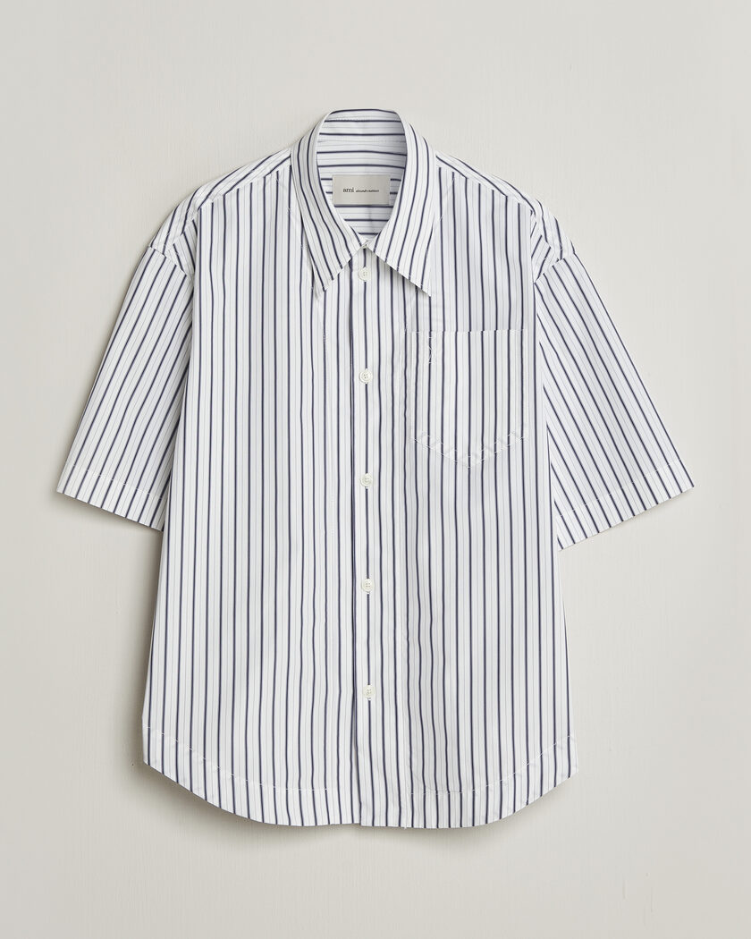 AMI Short Sleeve Camp Collar Shirt White/Blue – Blu