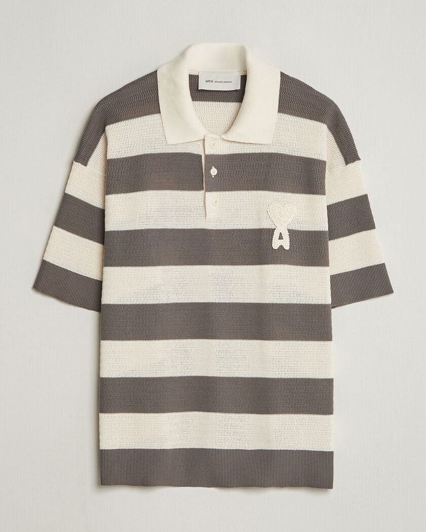 AMI Striped Polo White/Grey – Bianco