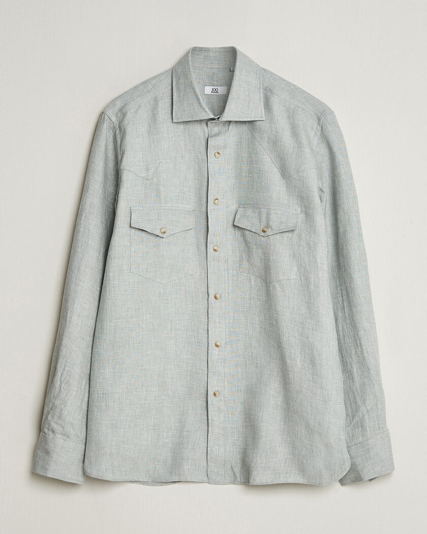 100Hands Two Pocket Western Linen Shirt Mint Green – Verde