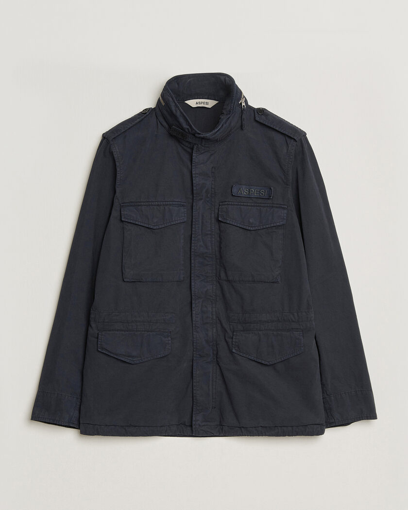  Aspesi Washed Cotton Field Jacket Navy – Blu
