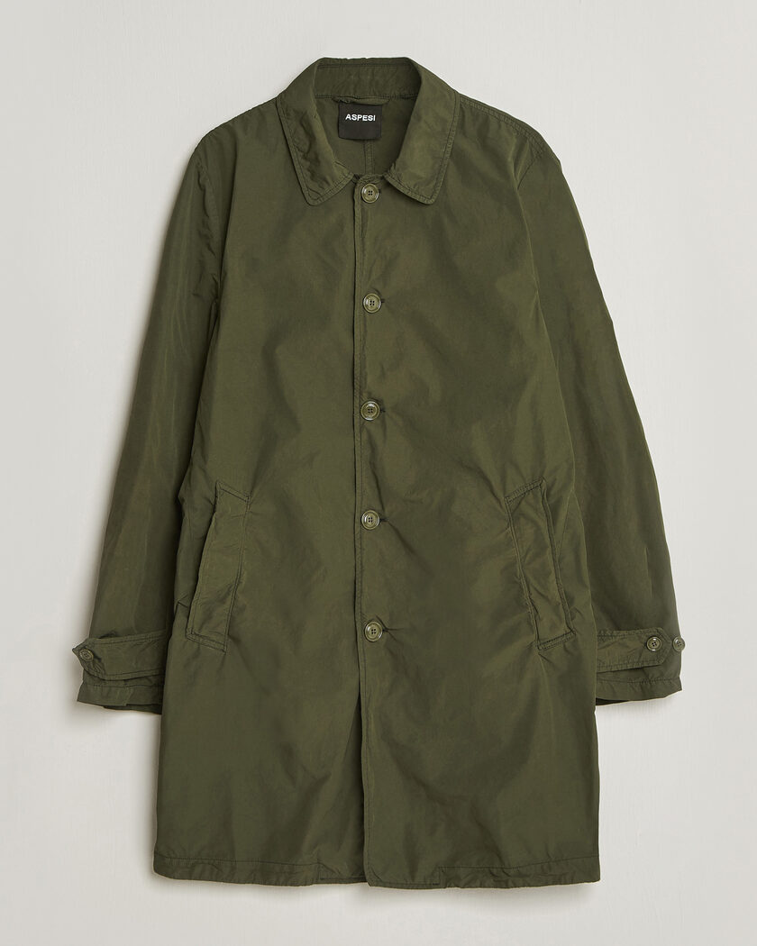 Aspesi Garment Dyed Lemon Coat Military – Verde