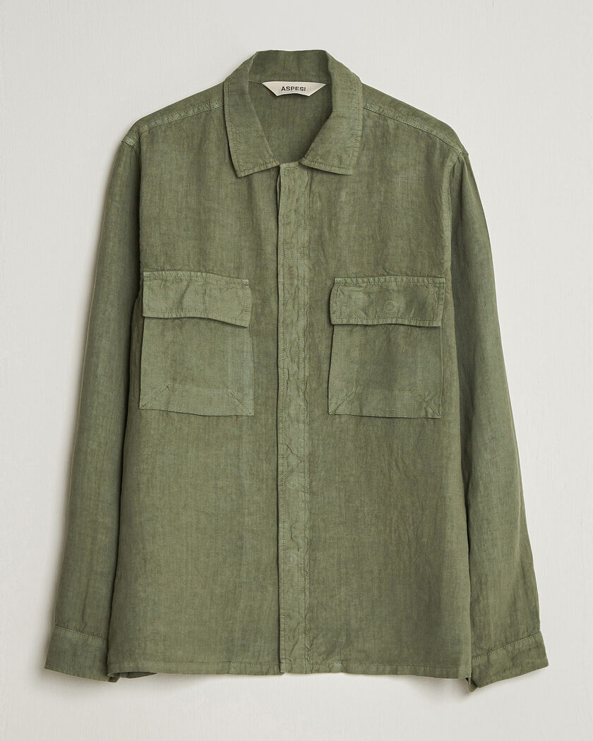 Aspesi Linen Overshirt Military – Verde