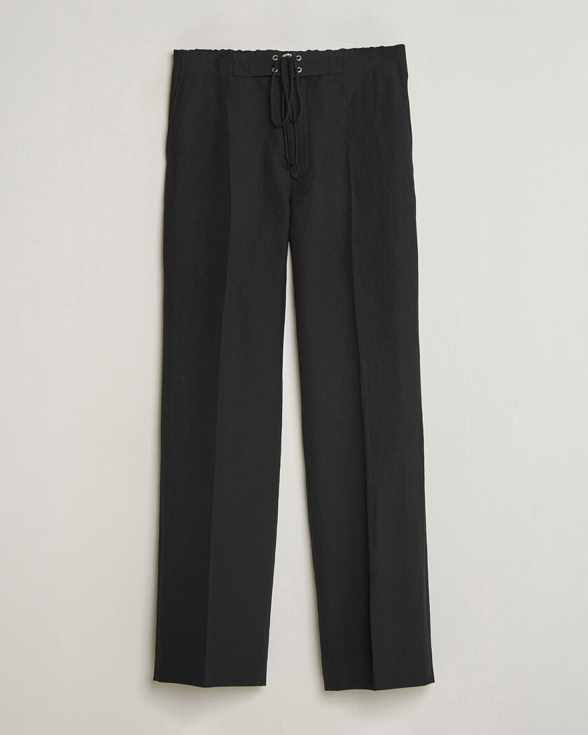 Auralee Wool/Linen Ox Drawstring Pants Black – Nero