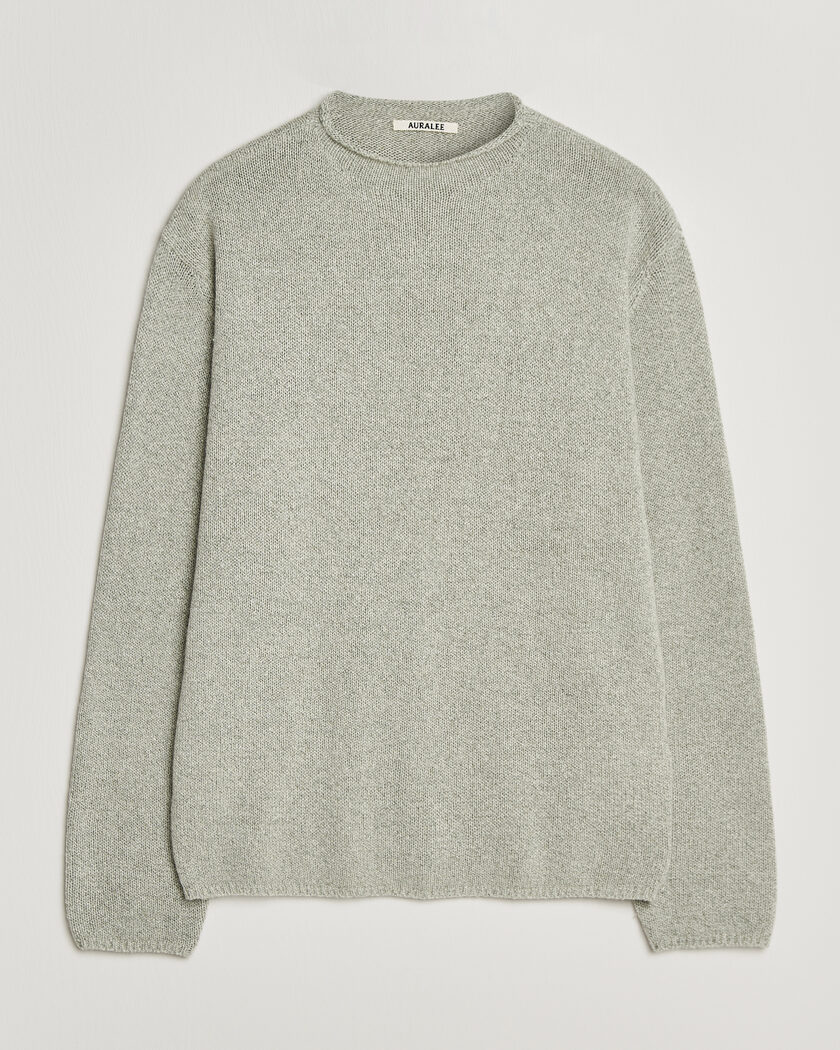 Auralee Cashmere/Silk Crew Neck Mint Melange – Verde