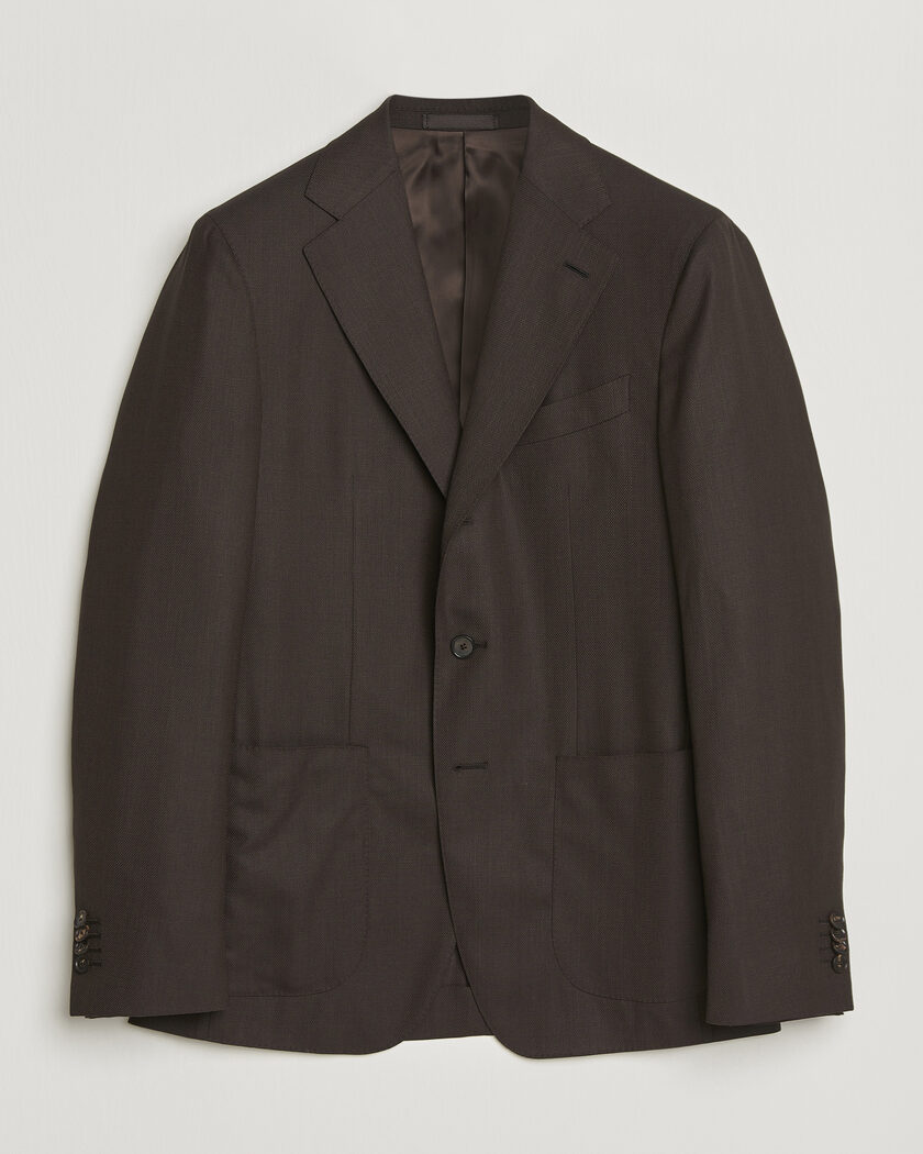 Caruso Aida Wool Hopsack Blazer Dark Brown – Marrone