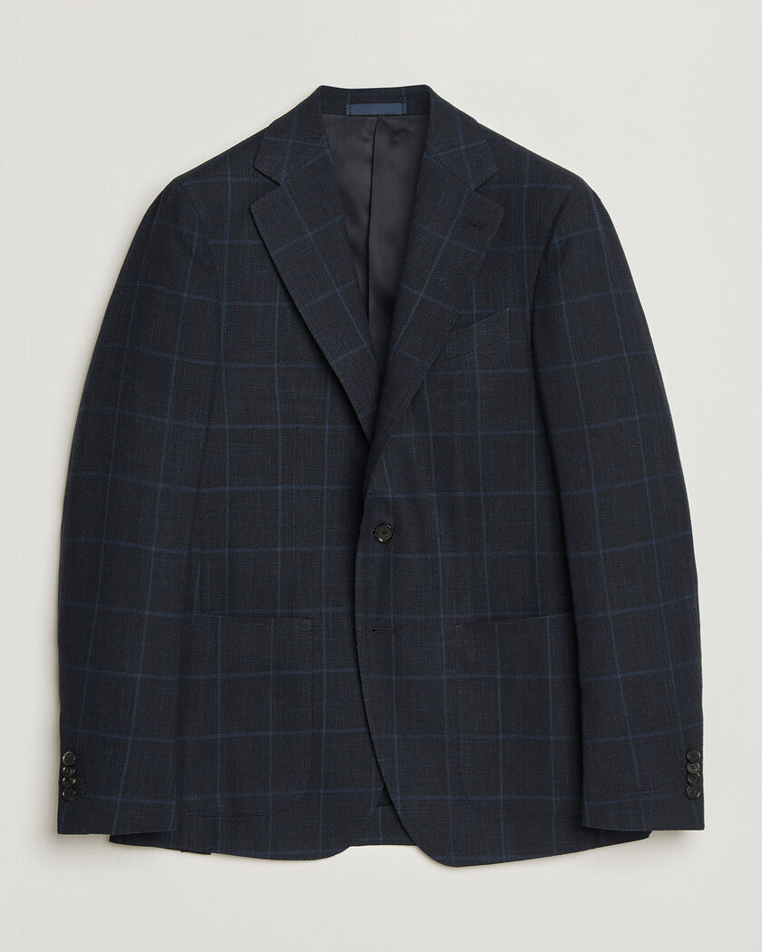 Caruso Aida Wool Hopsack Blazer Navy Check – Blu
