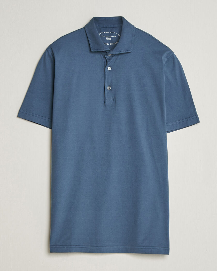 Fedeli Zero Organic Cotton Polo Steel Blue – Blu