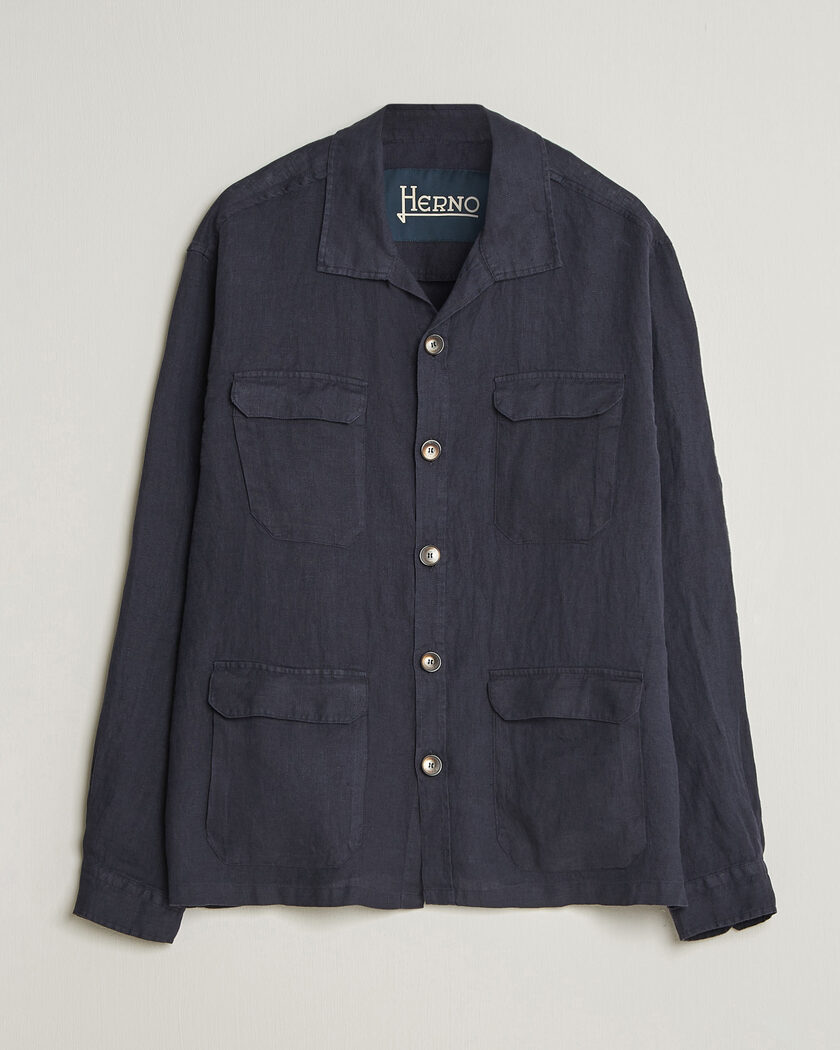 Herno Linen Safari Jacket Navy – Blu