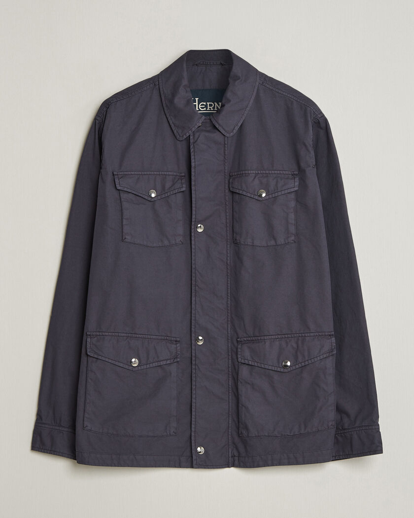 Herno Washed Cotton Field Jacket Navy – Blu
